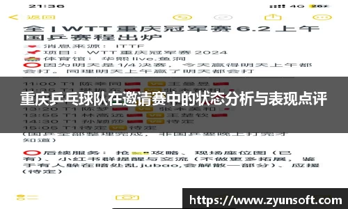 重庆乒乓球队在邀请赛中的状态分析与表现点评
