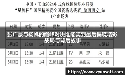 张广豪与杨帆的巅峰对决谁能笑到最后揭晓精彩战局与背后故事